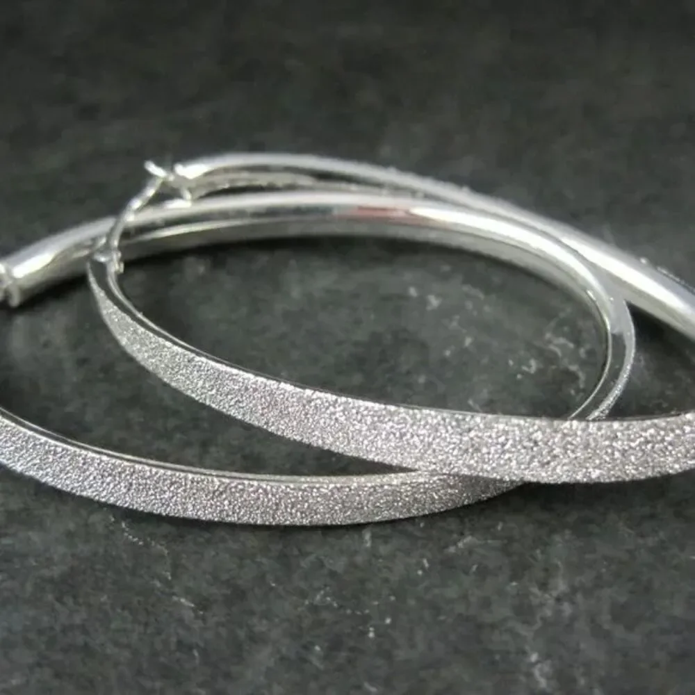 Simone I Smith Sparkly Oval Hoop Earrings Vermeil Sterling New